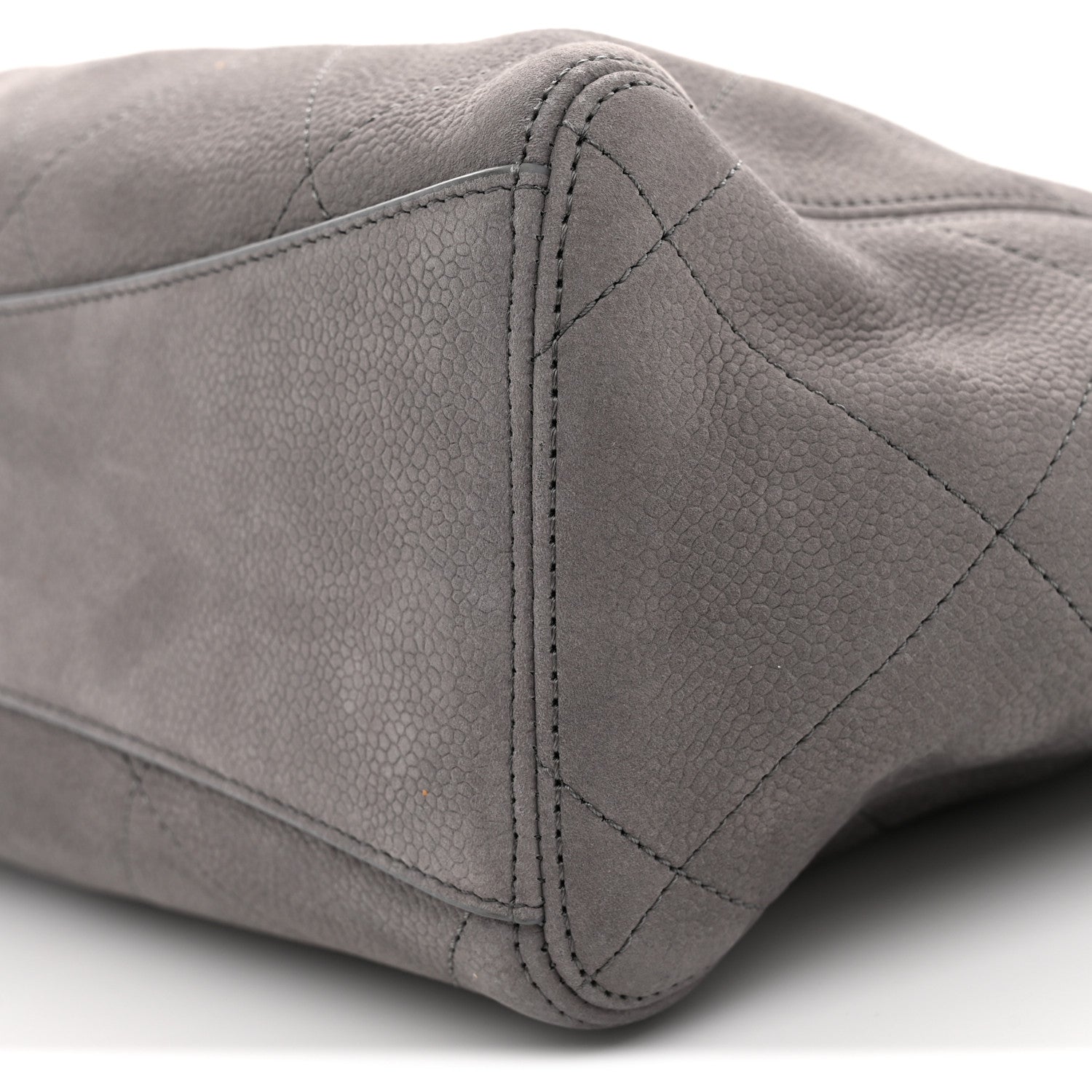 Grained Nubuck Caviar Quilted Large Shopping Bag Grey