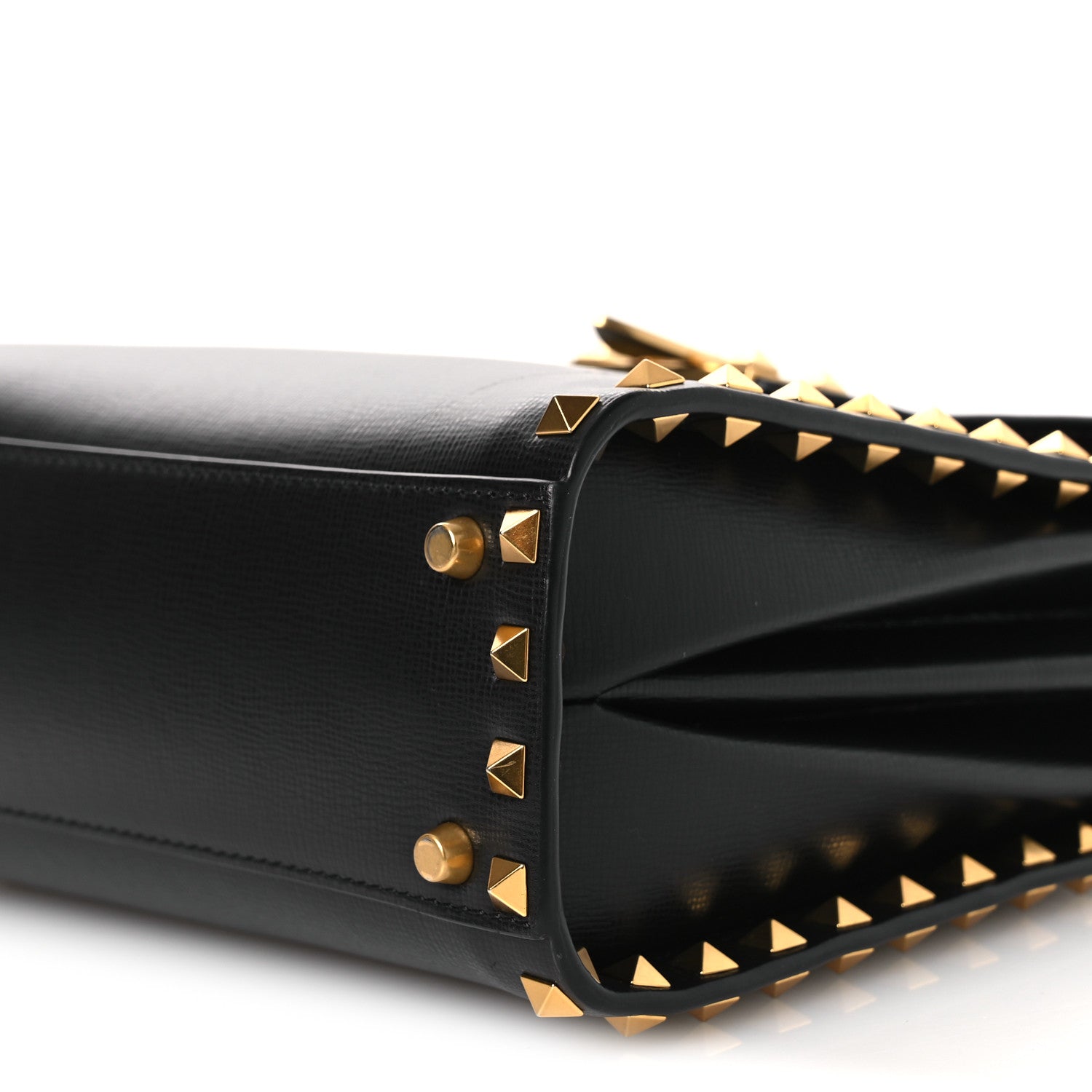 Grainy Calfskin Small Rockstud Alcove Top-Handle Flap Bag Black