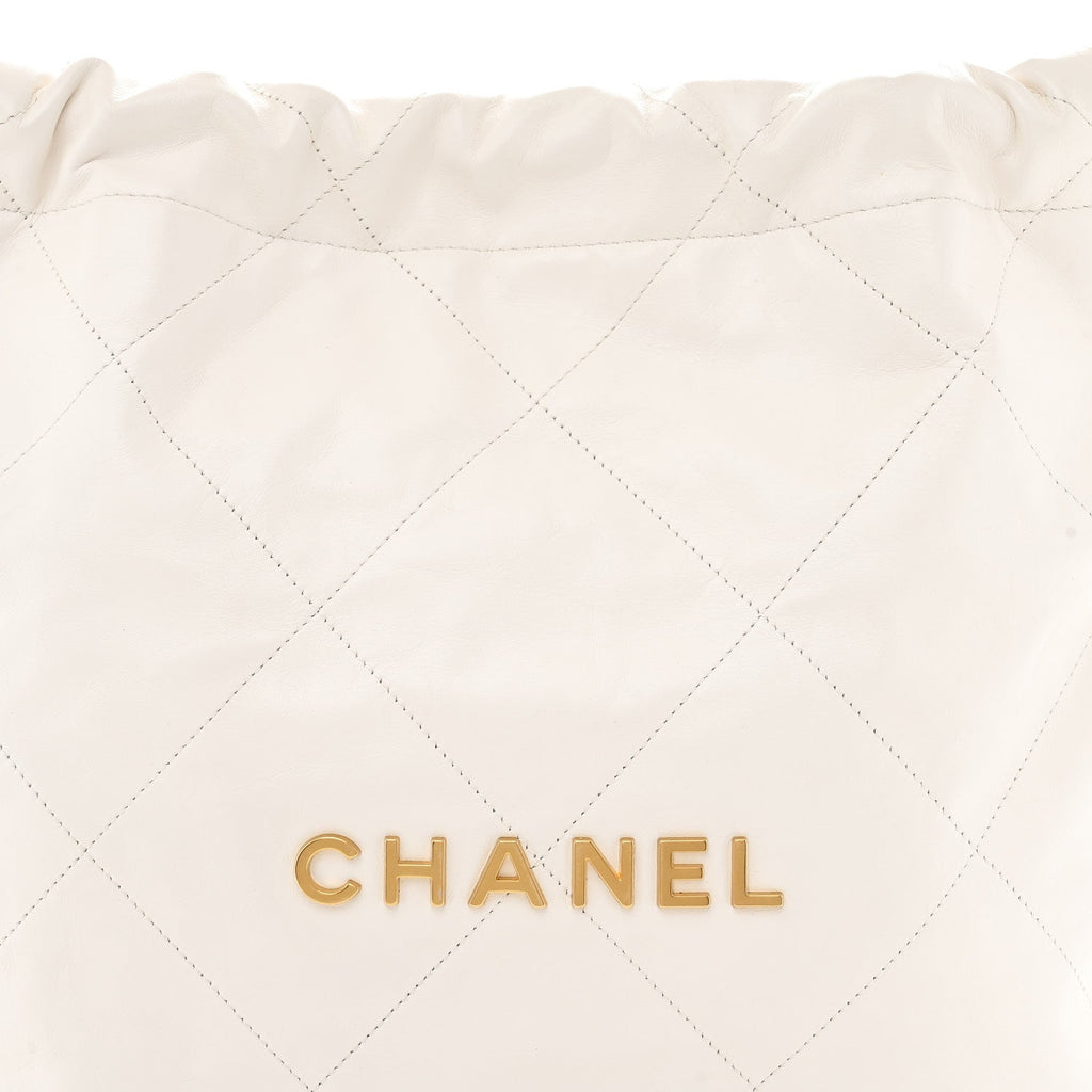 Shiny Calfskin Quilted Small Chanel 22 White