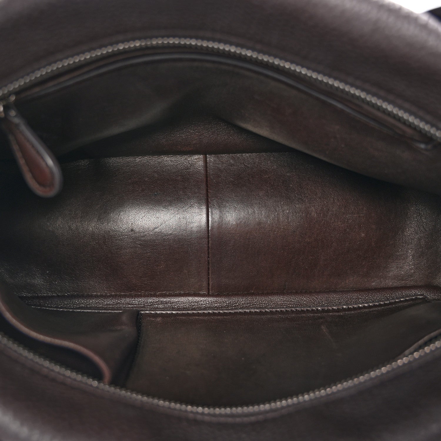 Grained Calfskin E/W Top Handle Bag Deep Brown