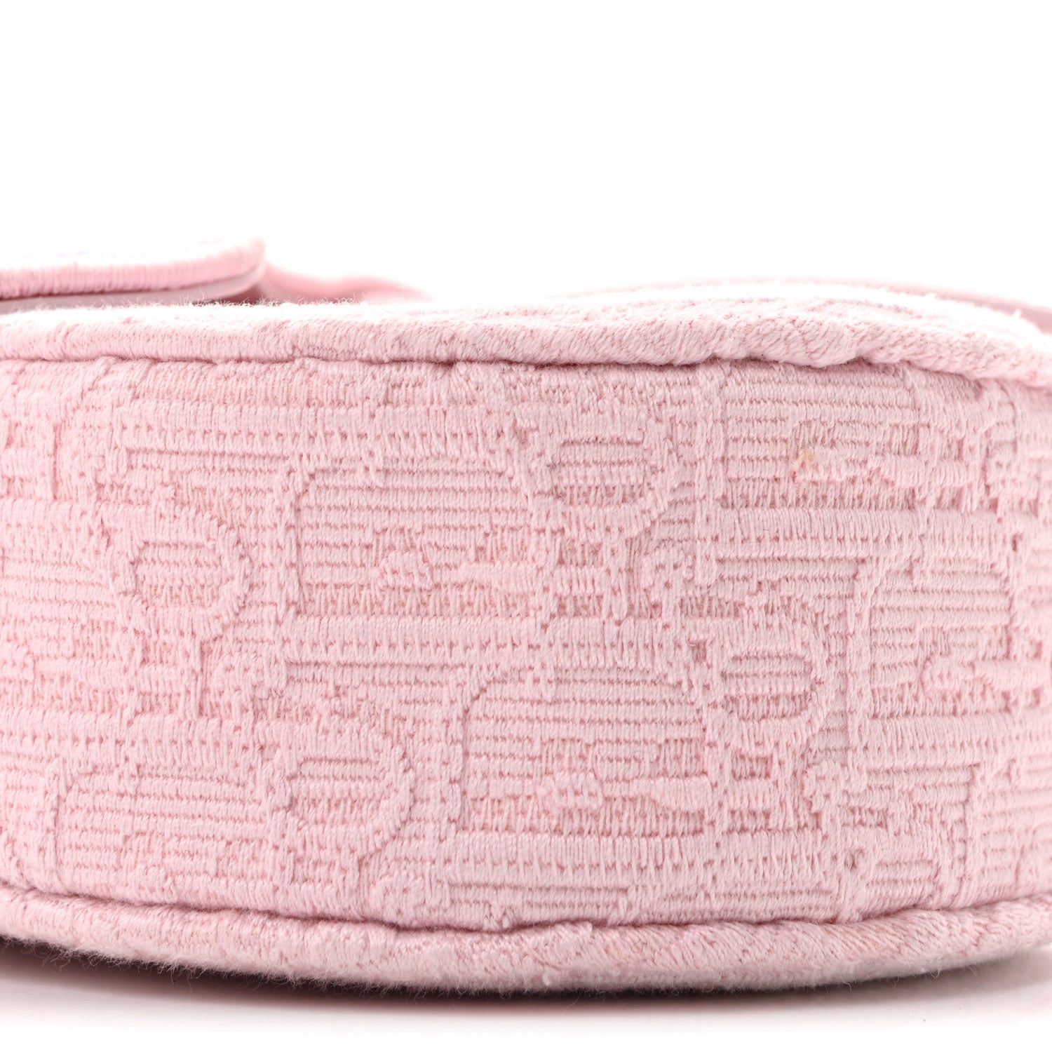 Oblique Embroidered Lace Dioramour Small Saddle Bag With Strap Soupir Pink White