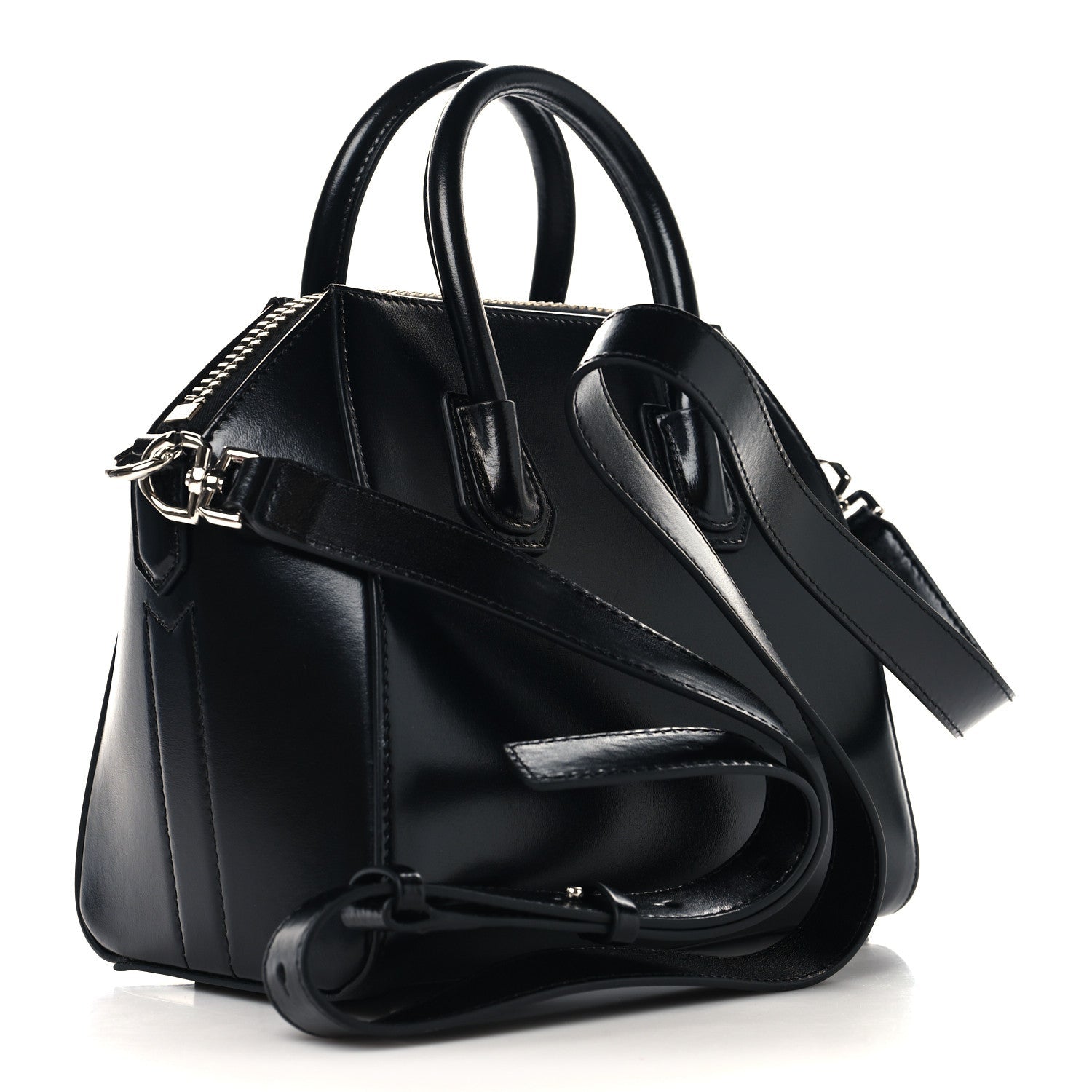 Shiny Lord Calfskin Mini Antigona Black