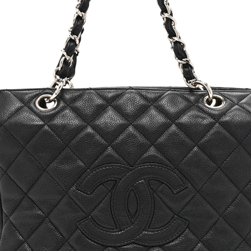Caviar Quilted Petit Timeless Tote PTT Black