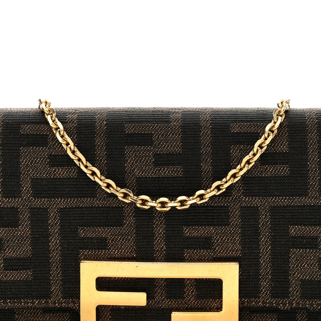 Fabric Jacquard FF 1974 Continental Wallet On Chain Tobacco Moro