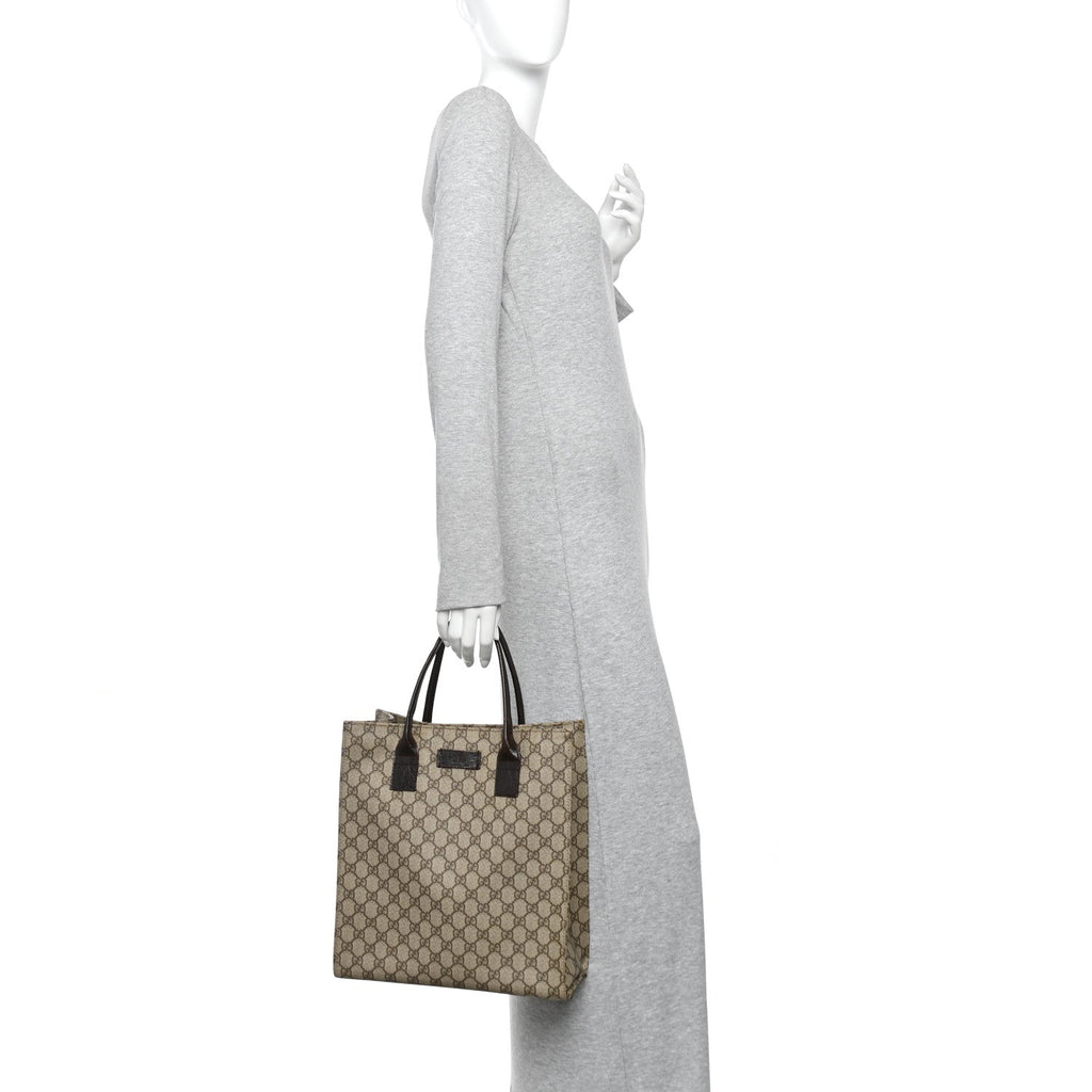 GG Plus Monogram Small Vertical Tote Dark Brown
