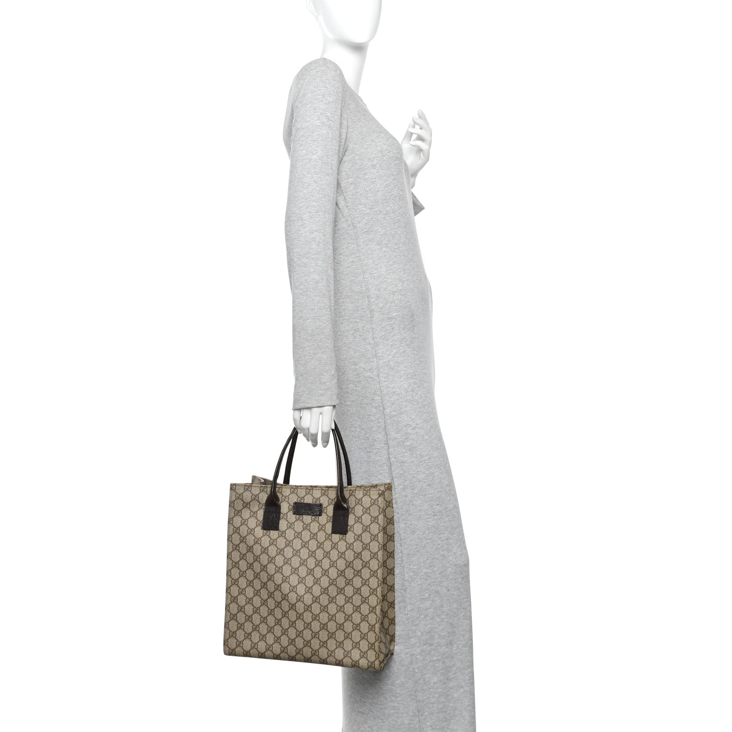 GG Plus Monogram Small Vertical Tote Dark Brown