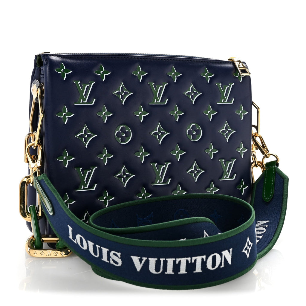 Lambskin Embossed Monogram Coussin PM Blue Green