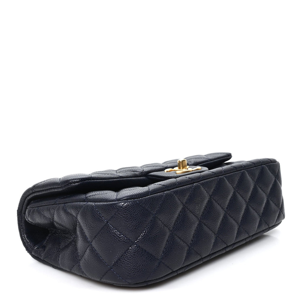 Caviar Quilted Small Handy CC Flap Navy