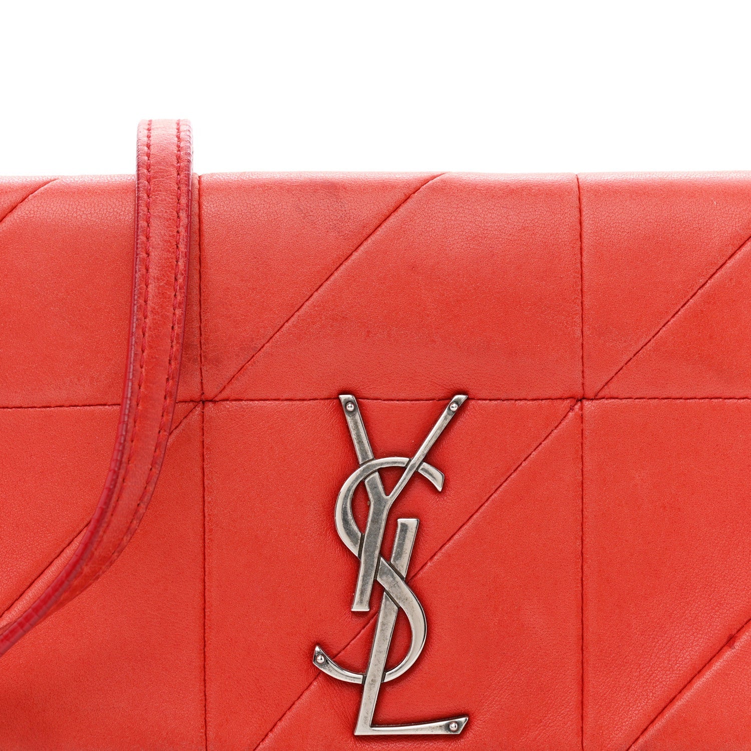 Lambskin Patchwork Monogram Jamie Chain Wallet Red