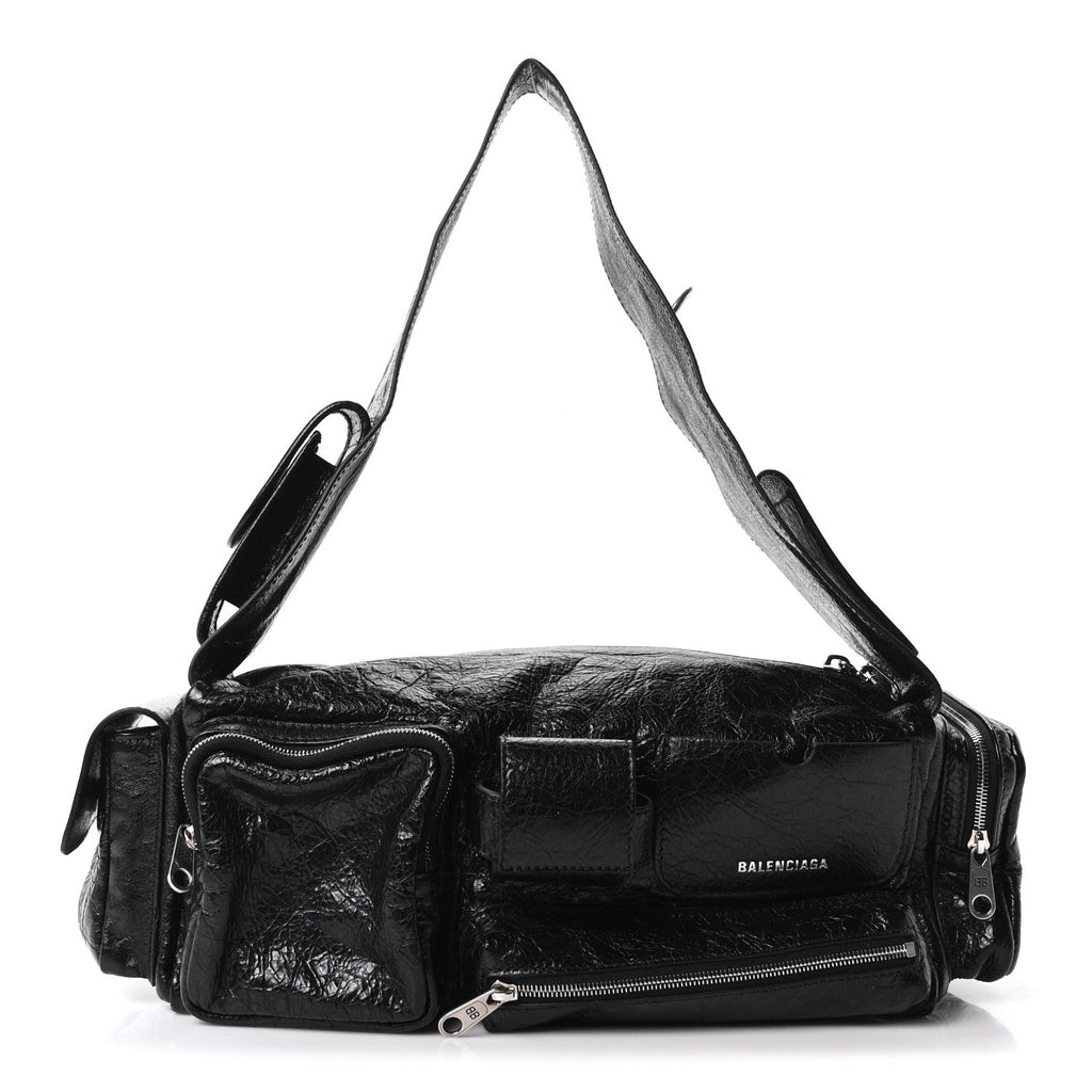 Agneau Arena Men's Superbusy Small Sling Zip Shoulder Bag Black