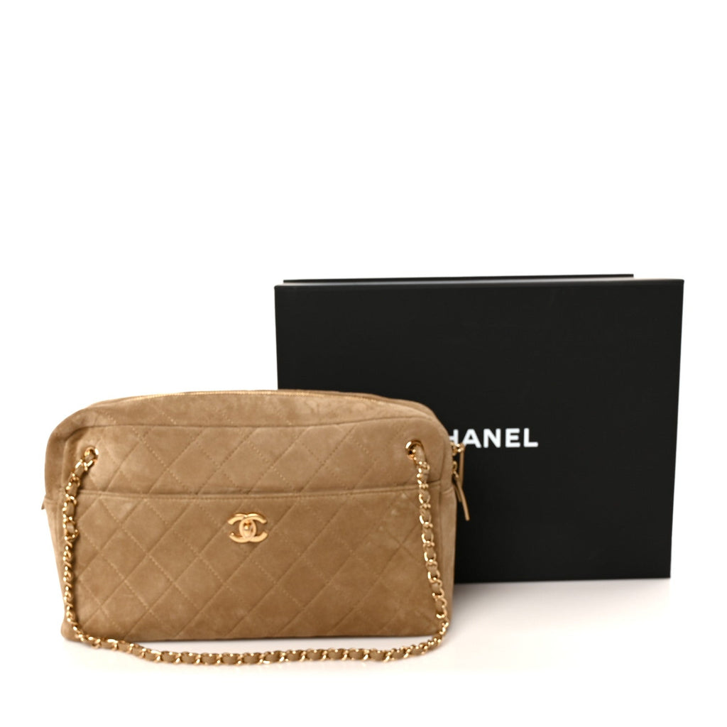 Suede Quilted Camerissimo Camera Case Dark Beige