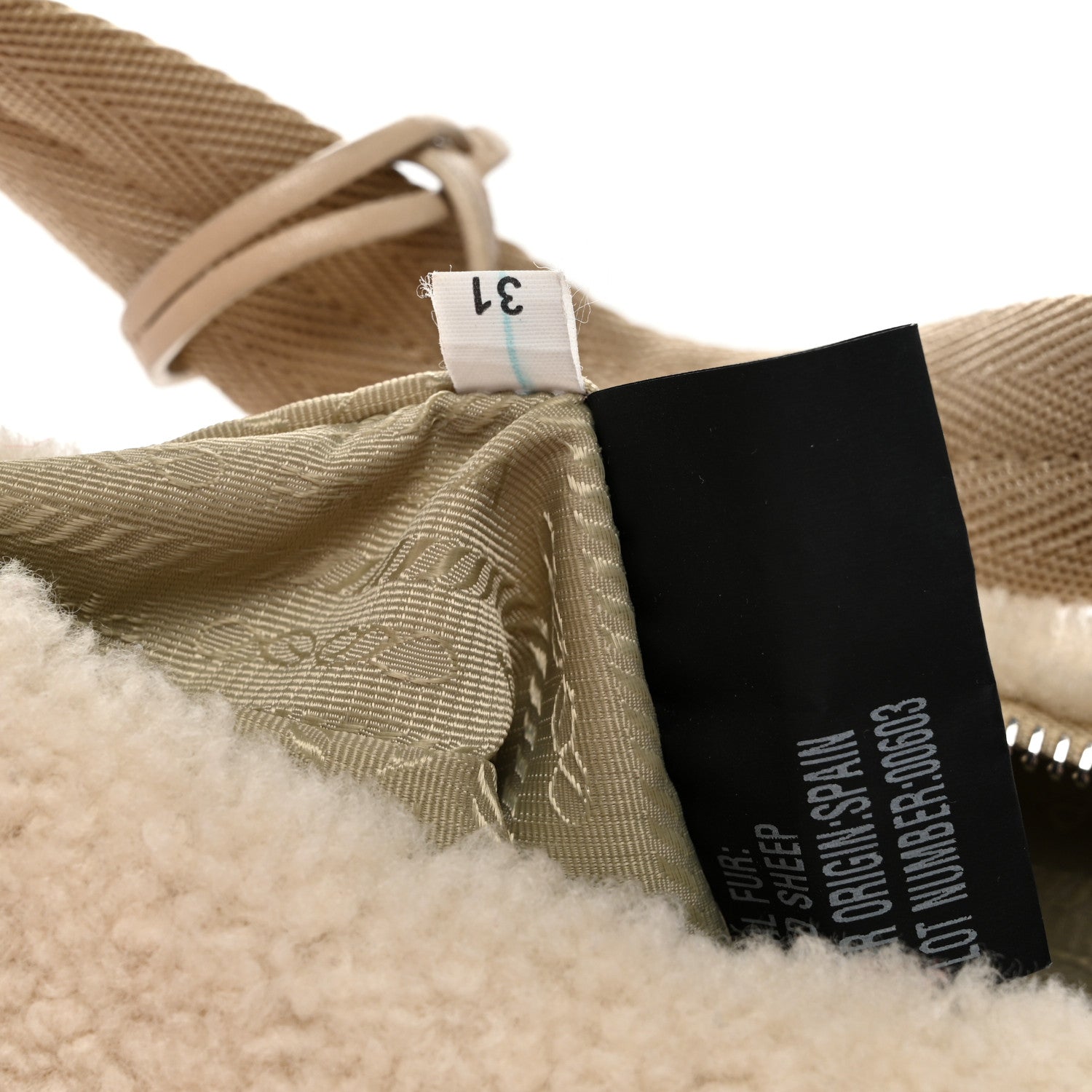 Shearling Mini Re-Edition 2000 Bag Ecru
