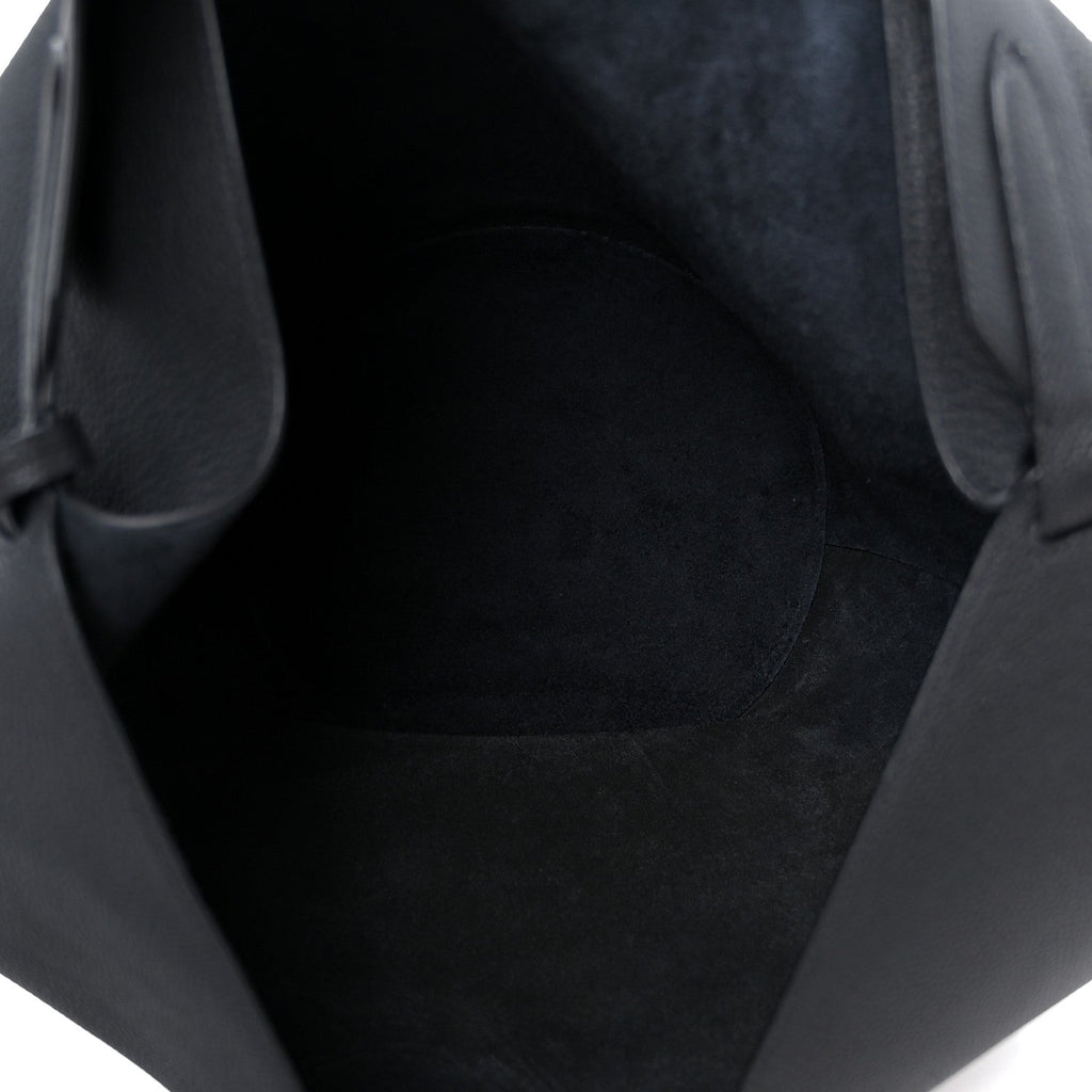 Pebbled Sport Calfskin Medium Lotus Tote Black