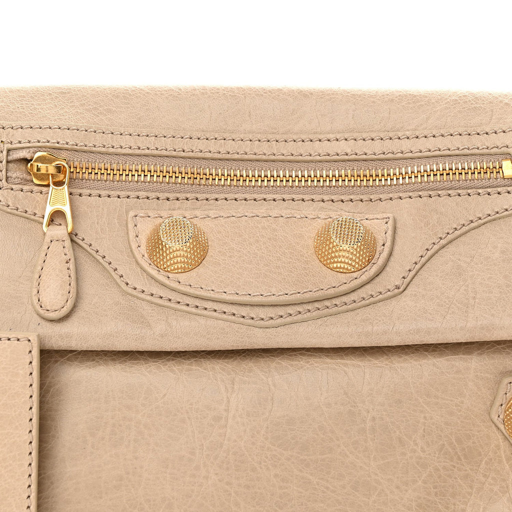 Agneau Giant 21 Gold Hardware Envelope Clutch Sahara