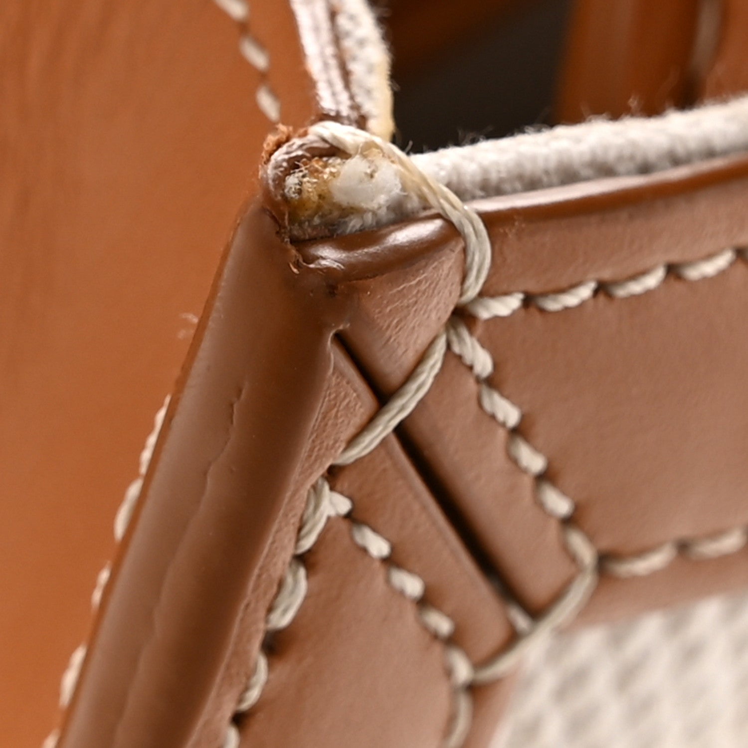 Canvas Calfskin Mini Vertical Cabas Natural Tan