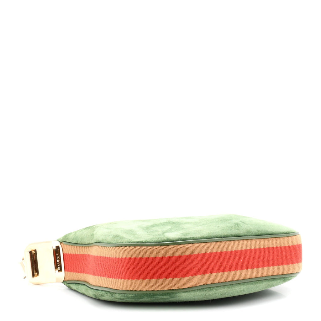 Suede Web Small Attache Shoulder Bag Cactus Green