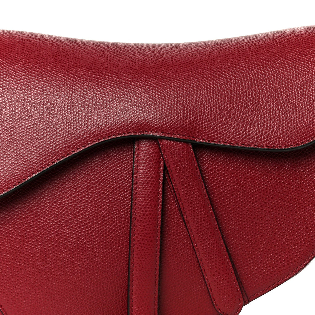Grained Calfskin Saddle Bag Red