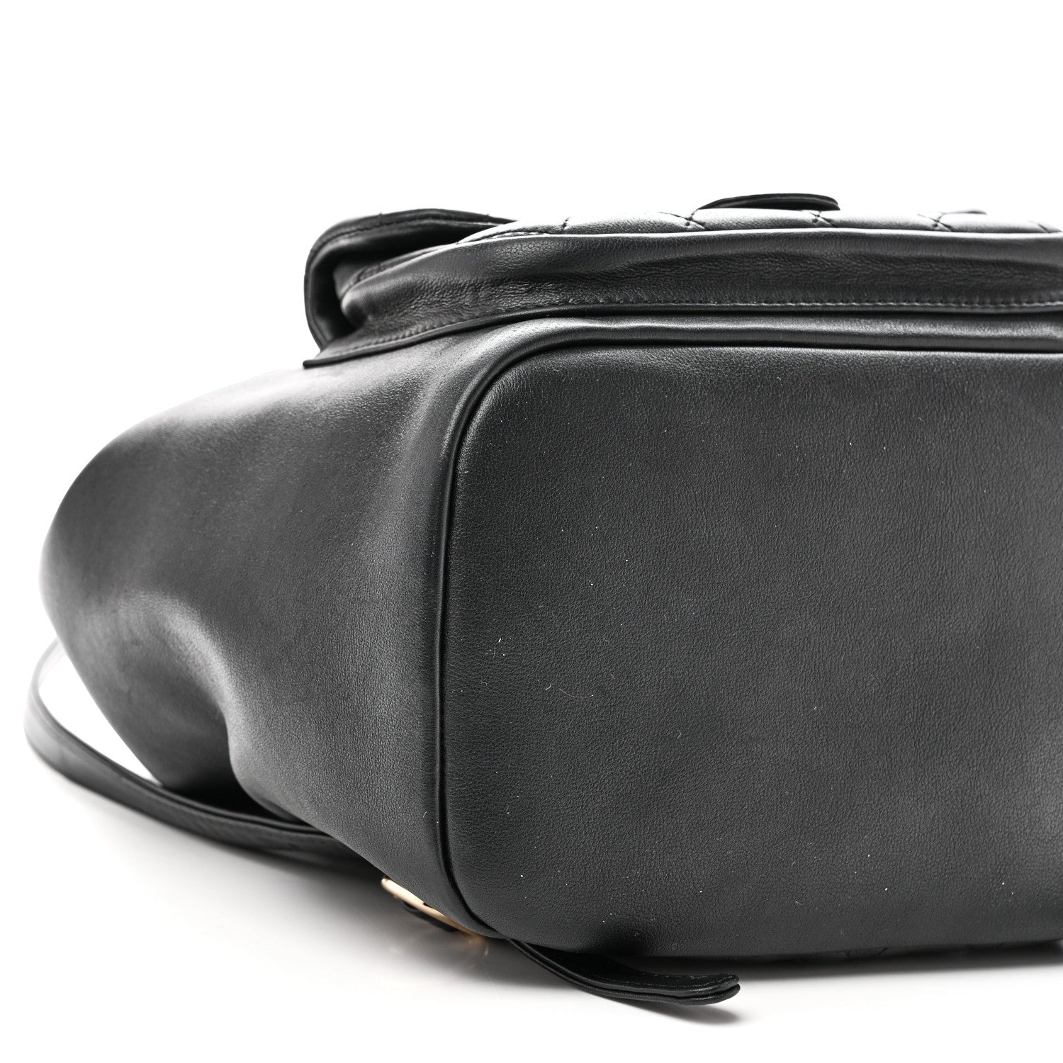 Lambskin Quilted Large Duma Drawstring Backpack Black