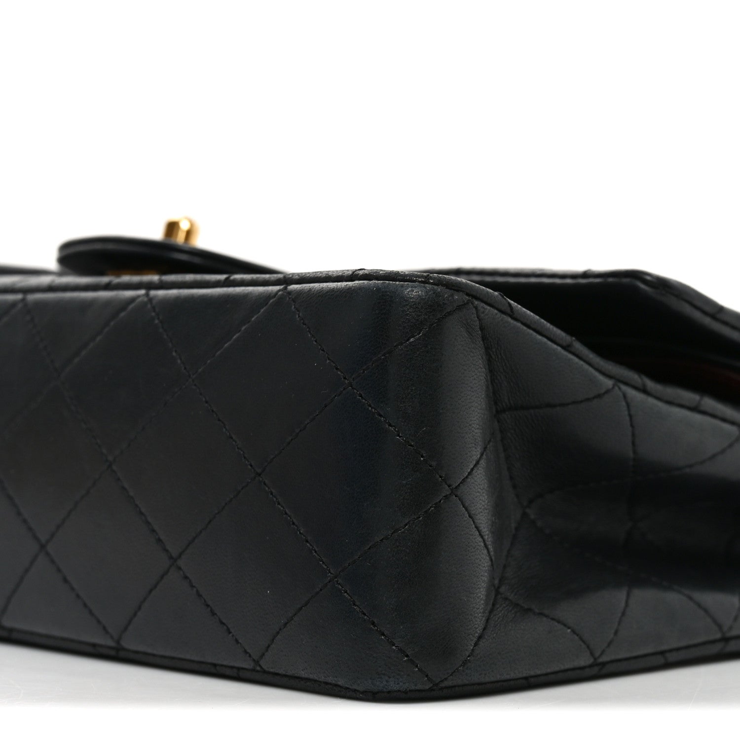 Lambskin Quilted Medium Double Flap Black