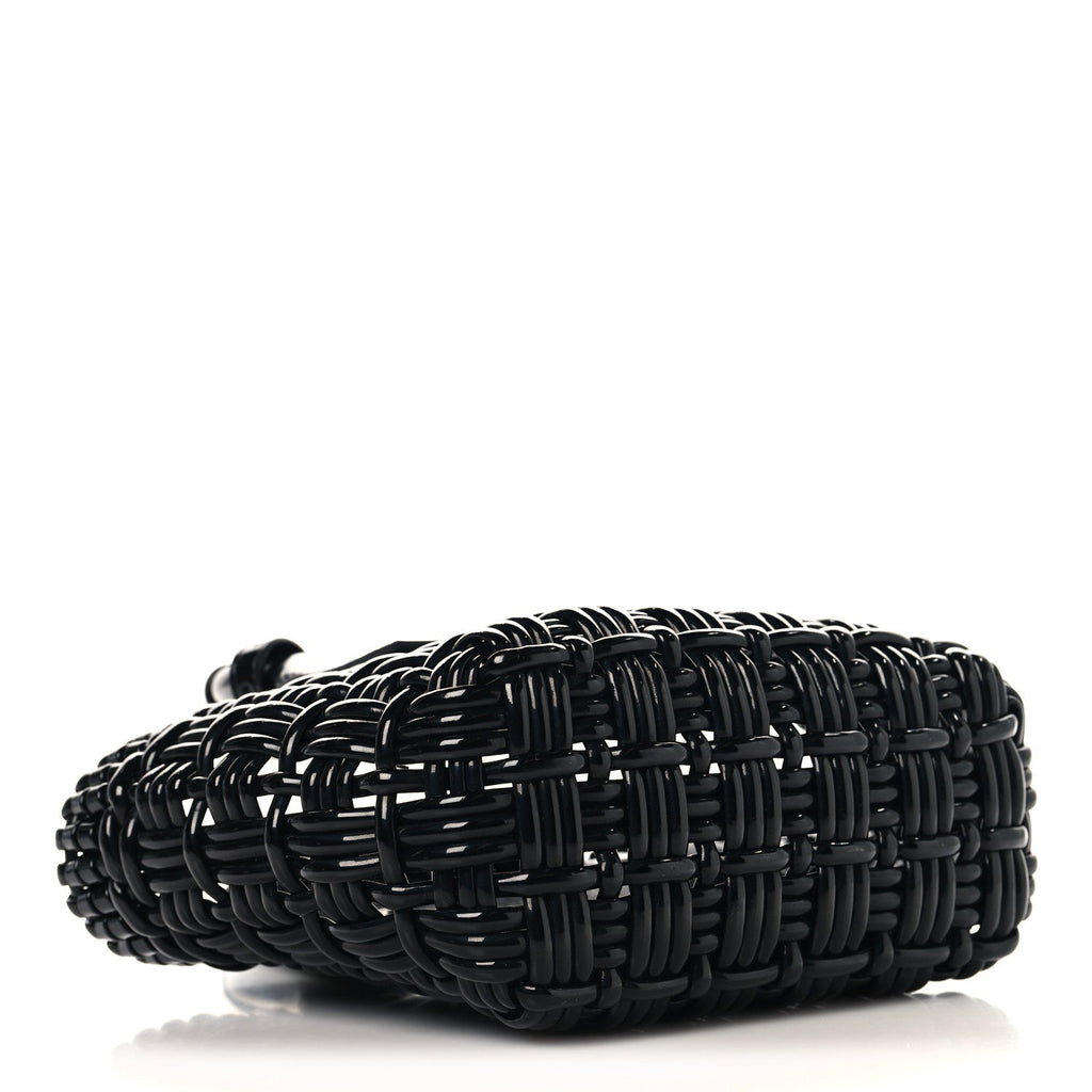 Faux Calfskin Braided Varnished XXS Bistro Basket Black