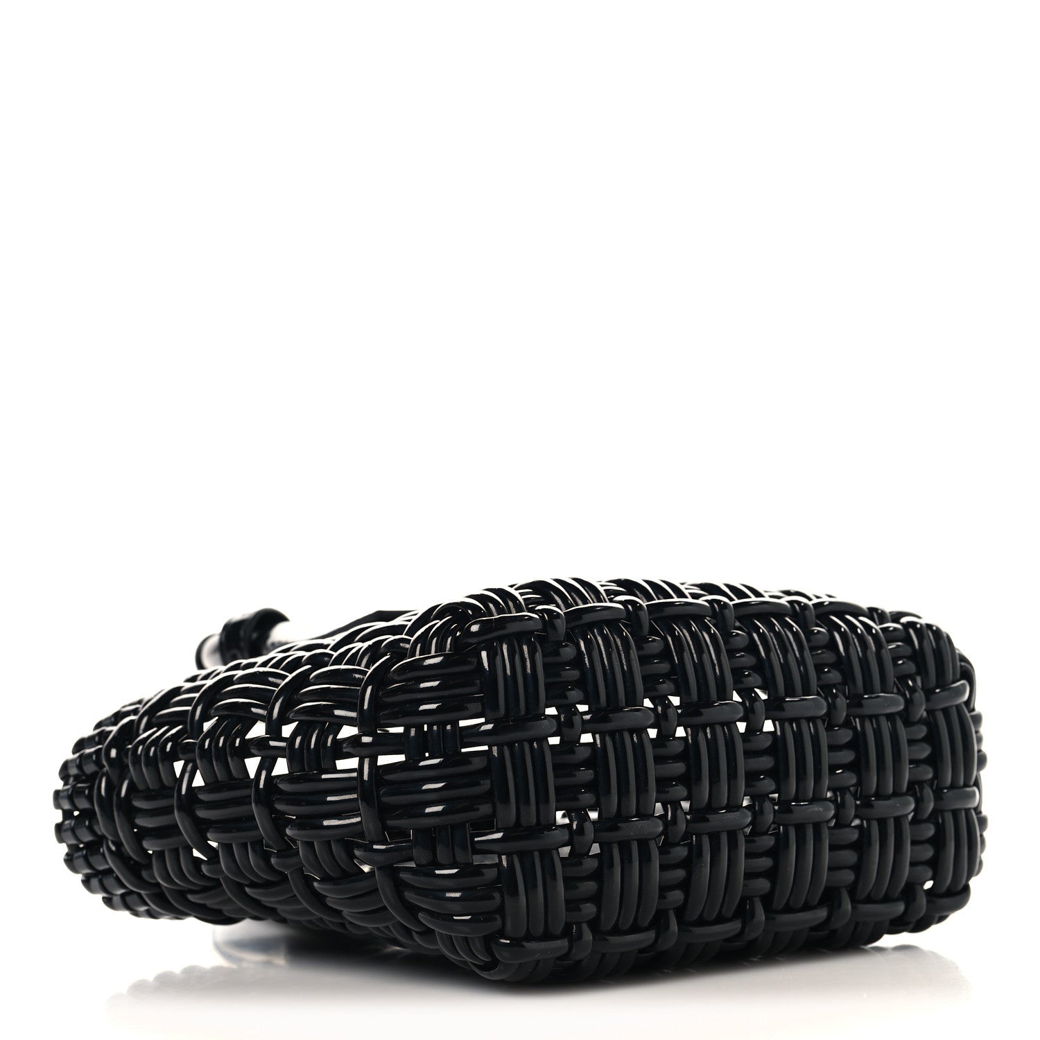 Faux Calfskin Braided Varnished XXS Bistro Basket Black
