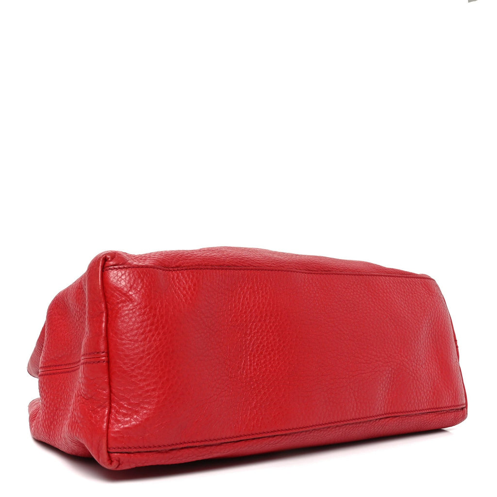 Pebbled Calfskin Medium Soho Chain Shoulder Bag Tabasco Red
