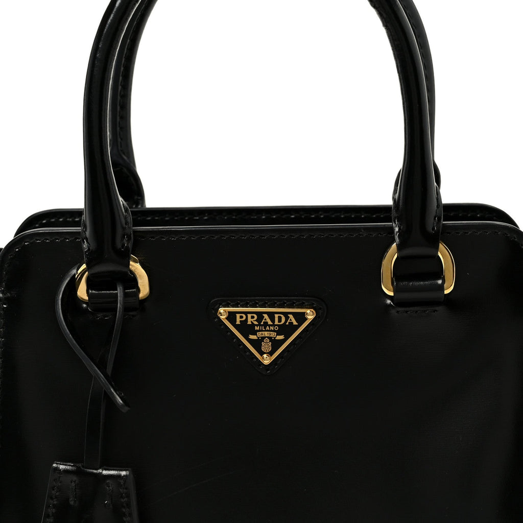 Brushed Calfskin Mini Zippered Crossbody Tote Black