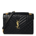 Grain De Poudre Textured Mixed Matelasse Triquilt Medium Monogram Satchel Black