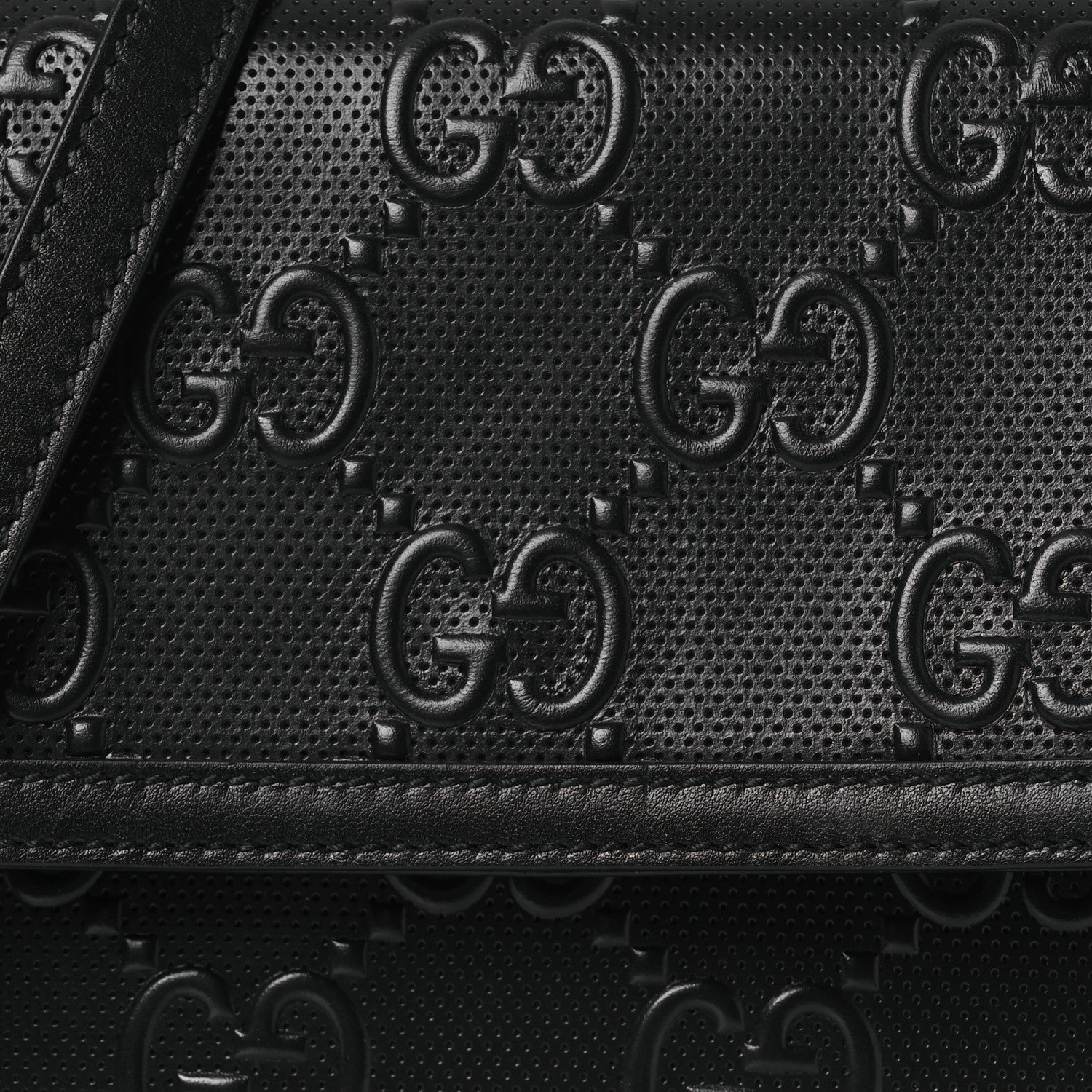 Calfskin GG Tennis Embossed Messenger Bag Black