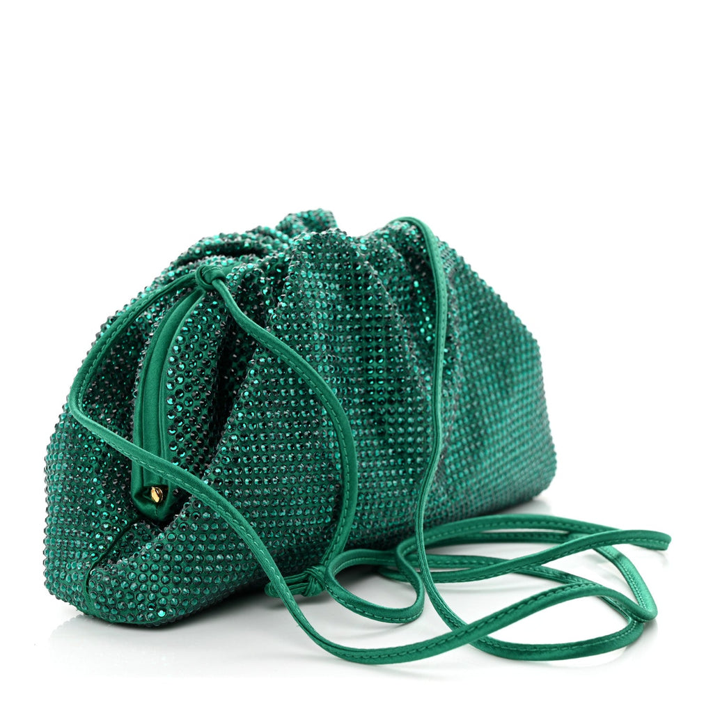 Satin Crystal Embellished The Mini Pouch Emerald