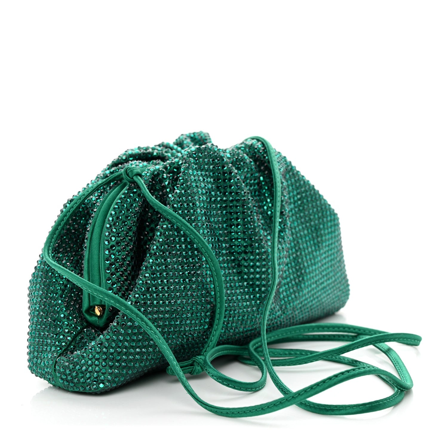 Satin Crystal Embellished The Mini Pouch Emerald