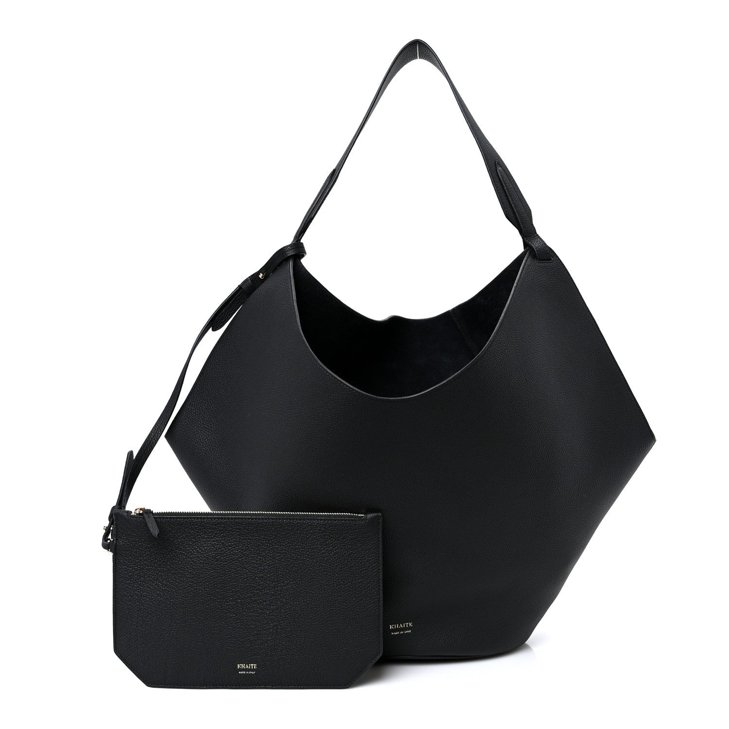 Pebbled Sport Calfskin Medium Lotus Tote Black