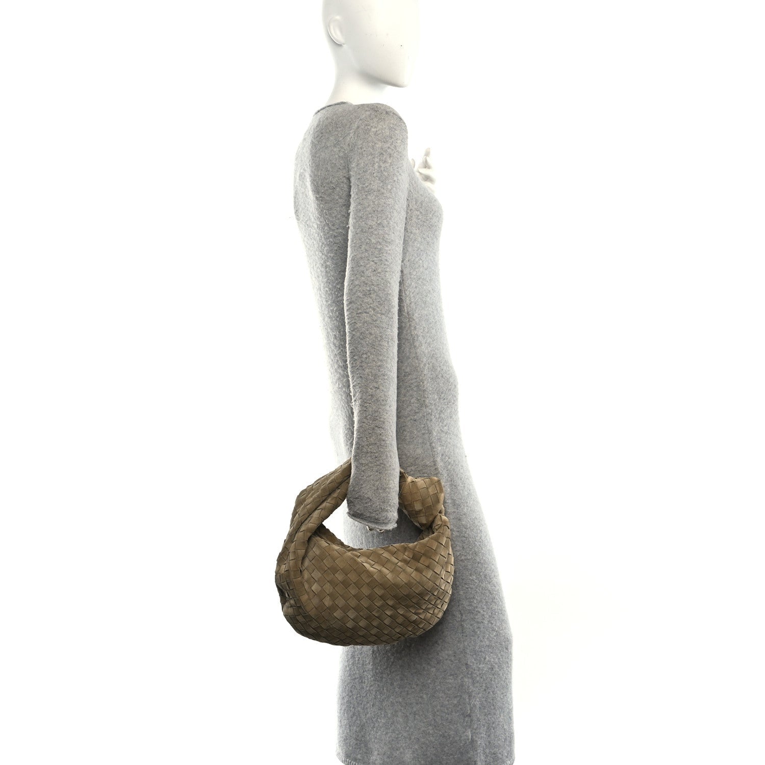 Suede Calfskin Intrecciato Teen Jodie Hobo Beige
