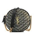 Denim Quilted Monogram Round Crossbody Bag Rodeo Blue