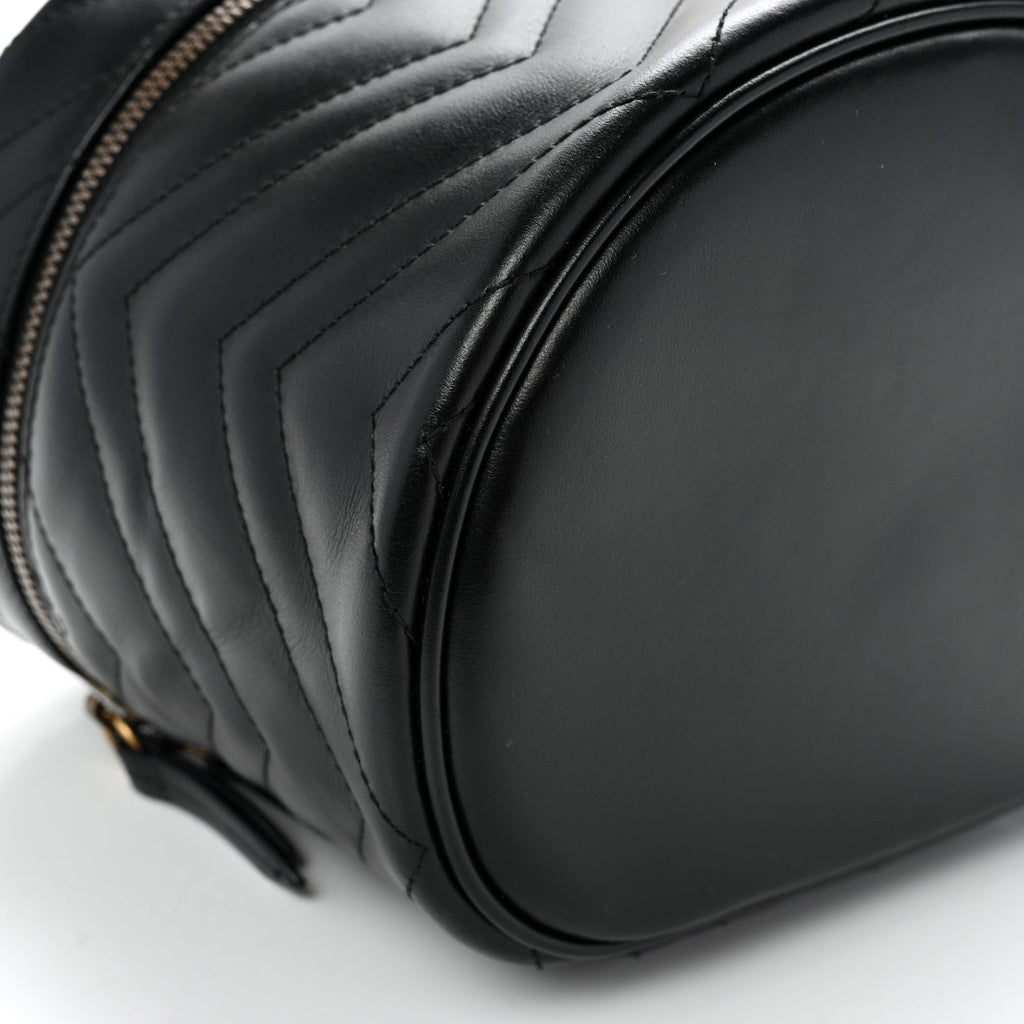Calfskin Matelasse Small GG Marmont Vanity Cosmetic Case Black