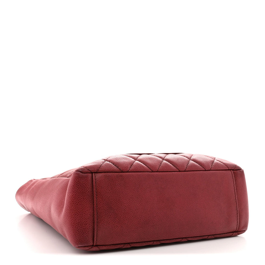 Caviar Quilted Petit Shopping Tote PST Red