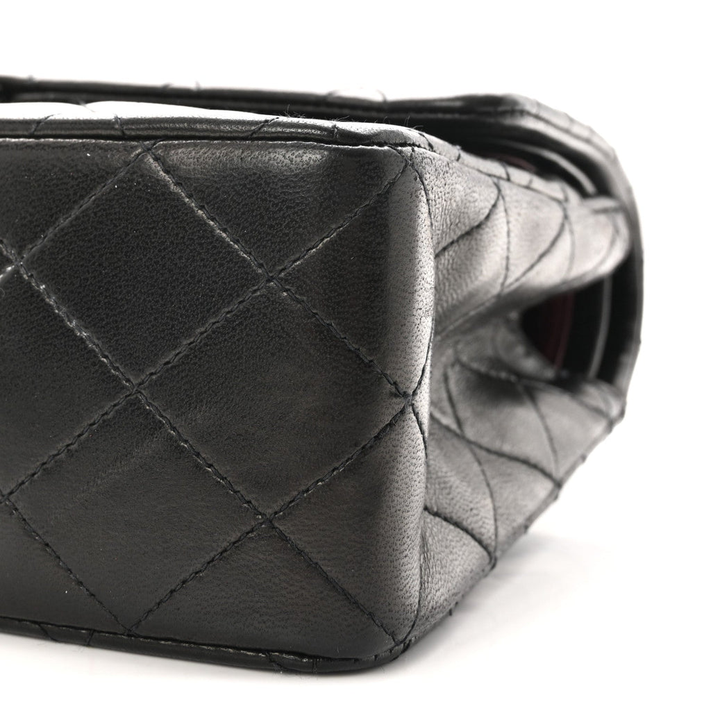 Lambskin Quilted Small Double Flap Black