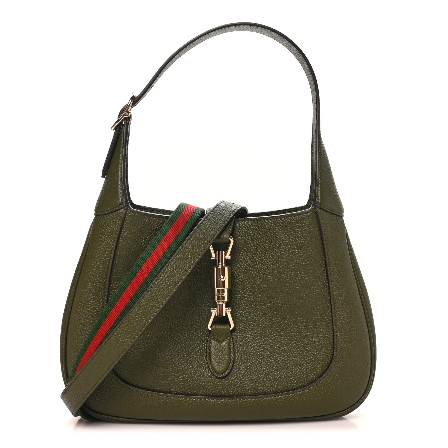 Grand Prix Calfskin Web Medium Jackie 1961 Hobo Dark Green