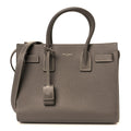 Grained Calfskin Topstich Baby Sac De Jour Grey