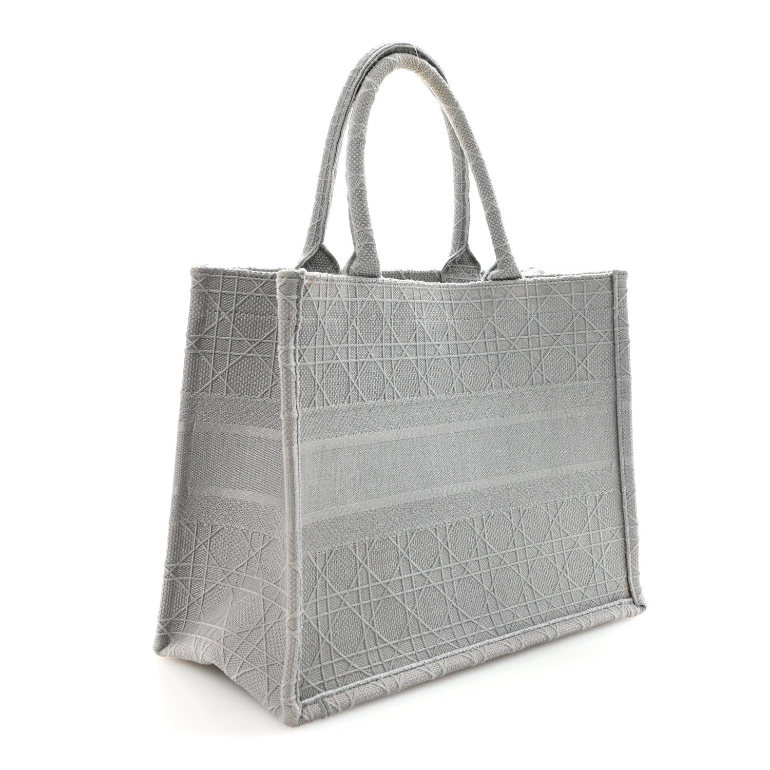 Canvas Embroidered Cannage Medium Book Tote Stone