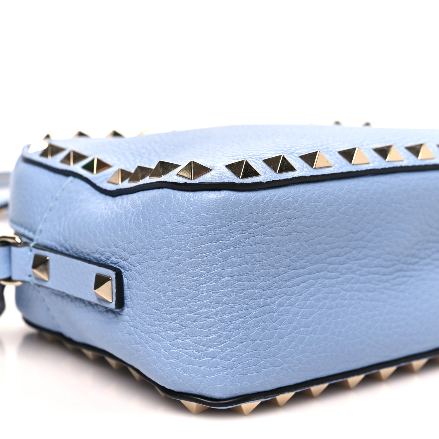 Pebbled Calfskin Rockstud Camera Crossbody Bag Niagara