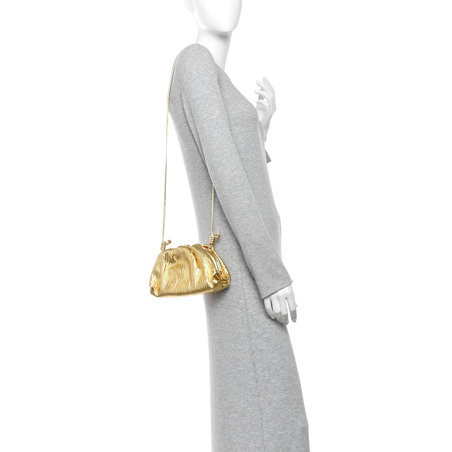 Metallic Bark Calfskin The Mini Pouch Gold