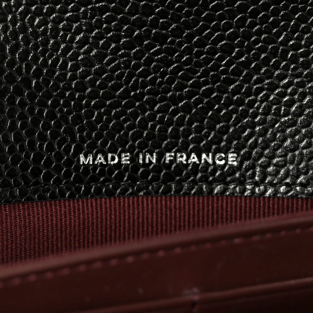 Caviar Quilted Large Gusset Flap Wallet Black