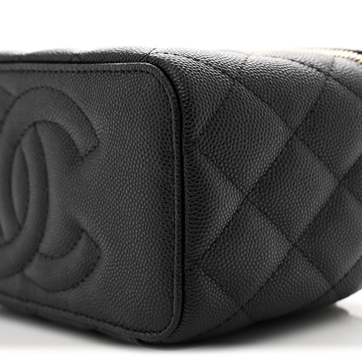 Caviar Quilted Small Tiny CC Vanity Case With Chain Black
