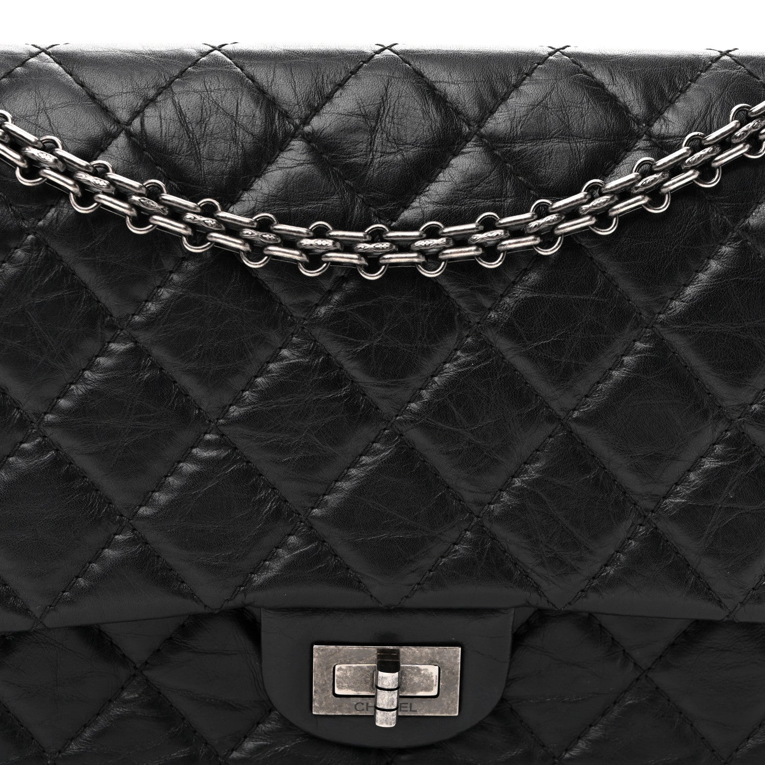 Aged Calfskin Quilted 2.55 Reissue 226 Flap Black