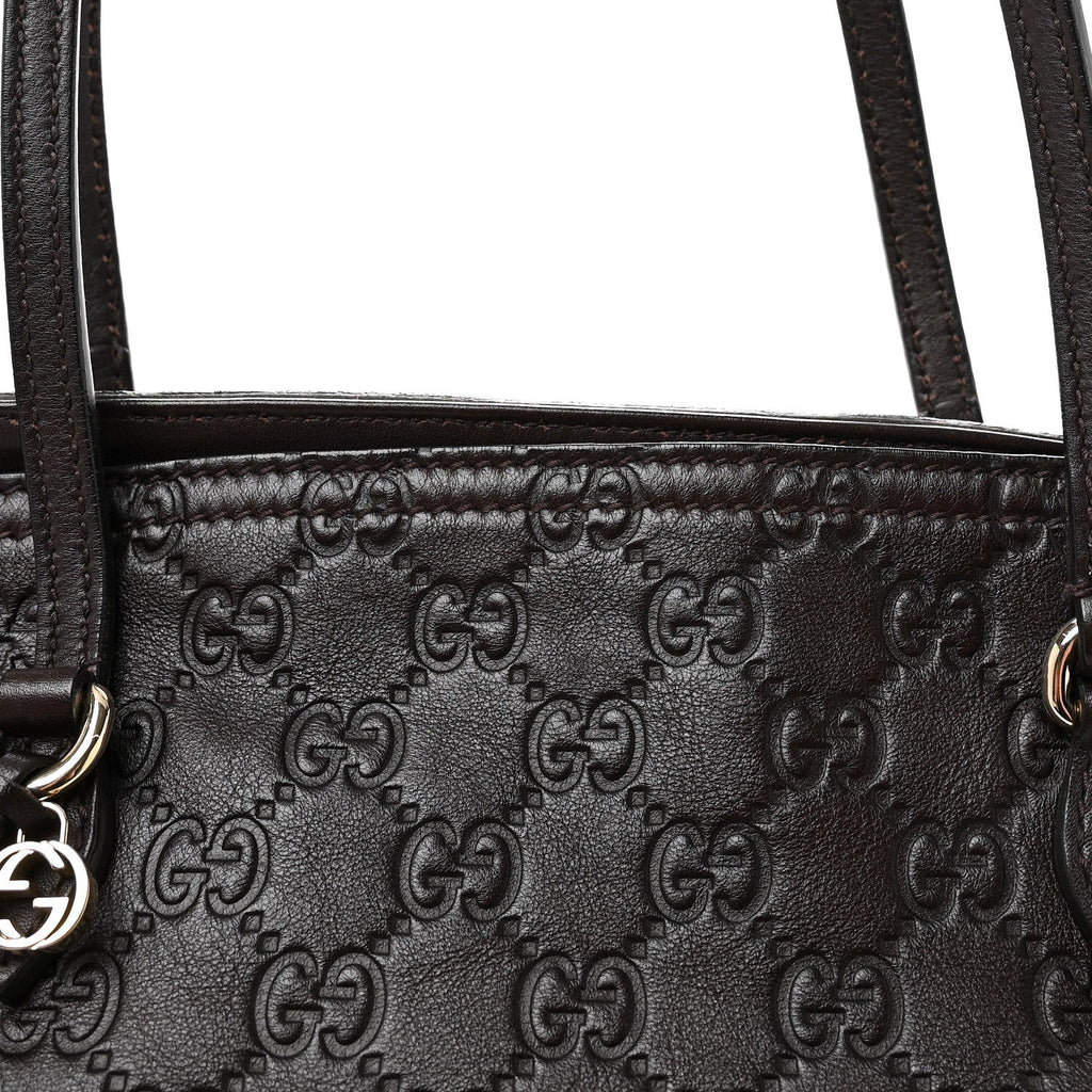 Guccissima Medium Bree Zippered Tote Chocolate