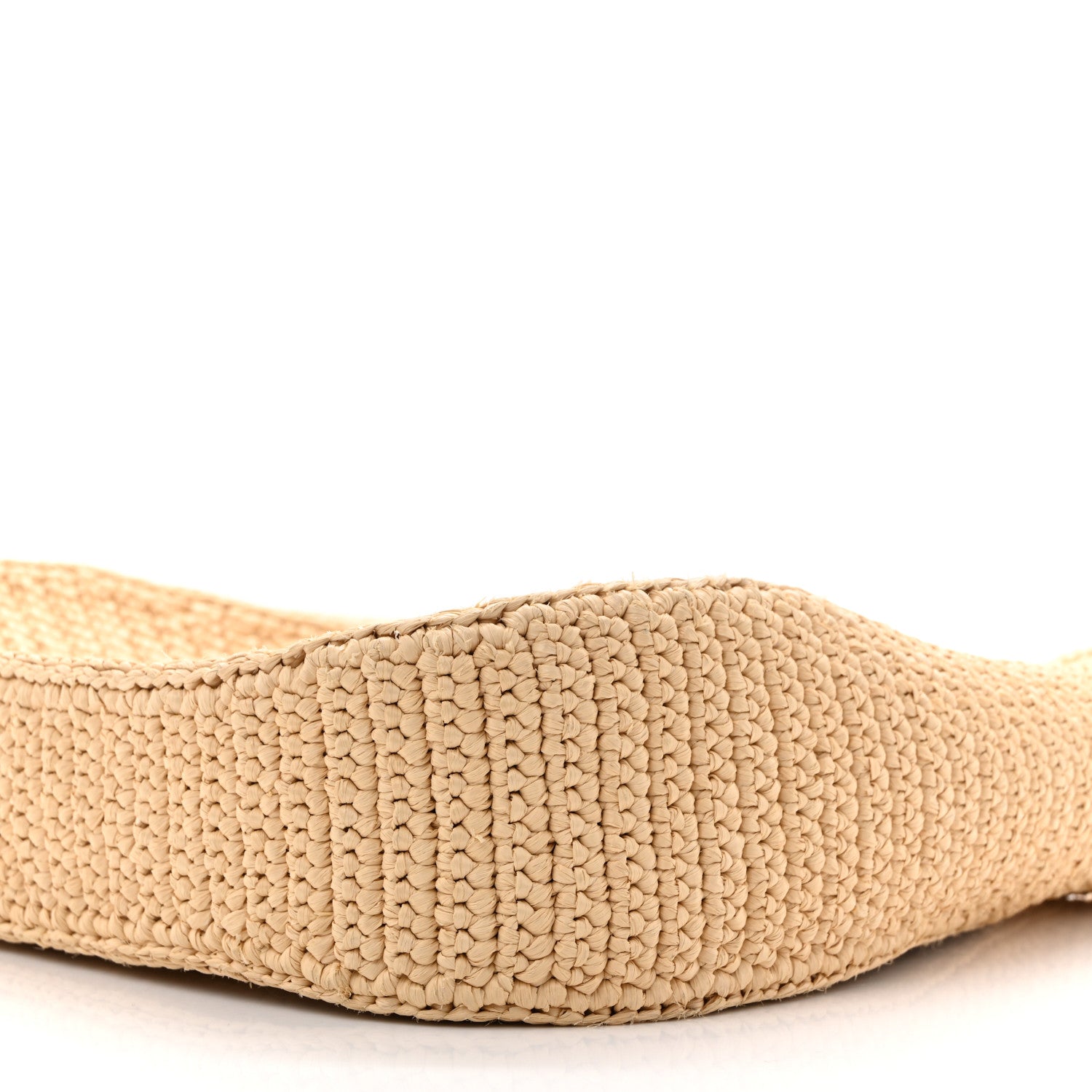 Yarn Raffia Effect Crochet Embroidered Logo Hobo Naturale