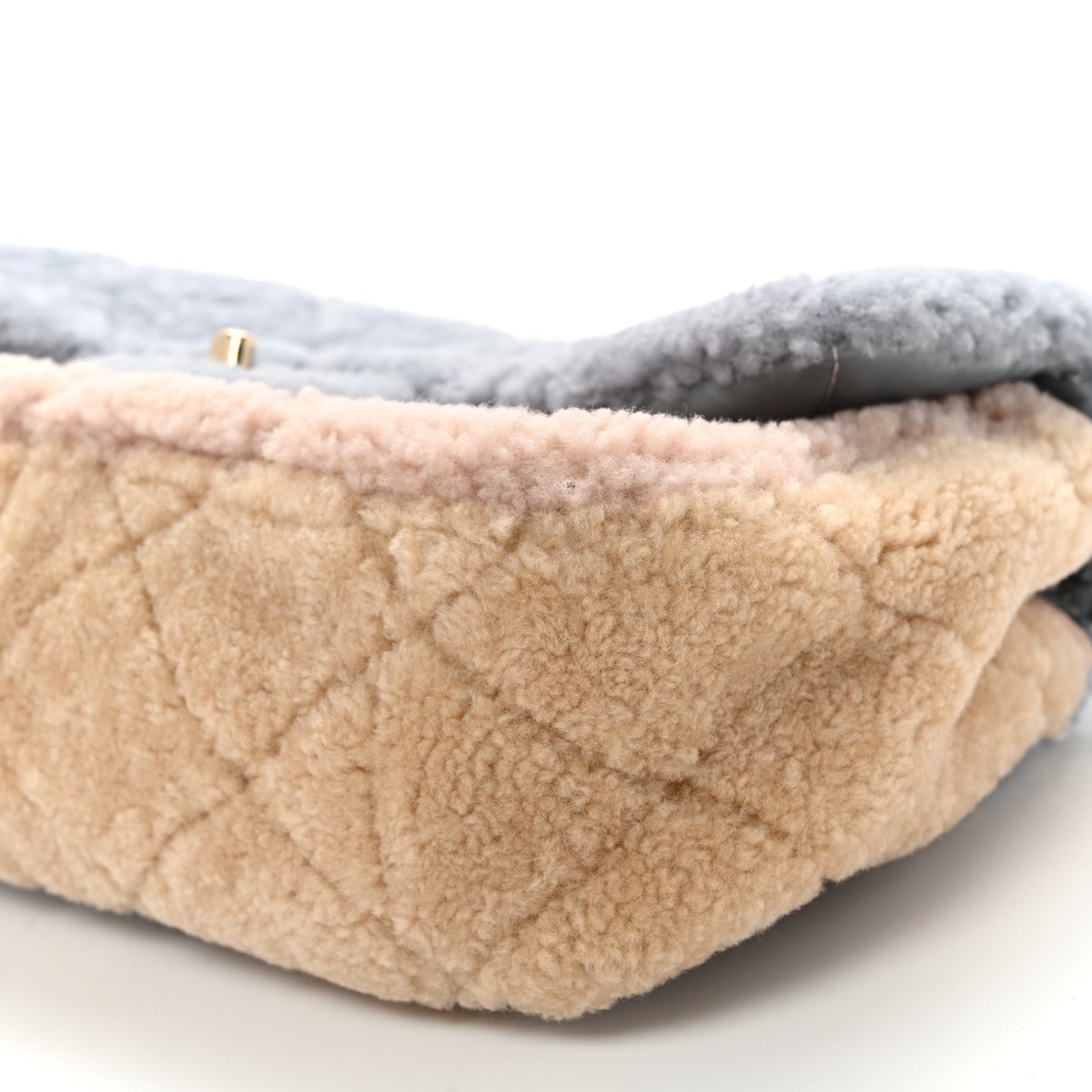 Shearling Sheepskin Single Flap Gray Pink Beige