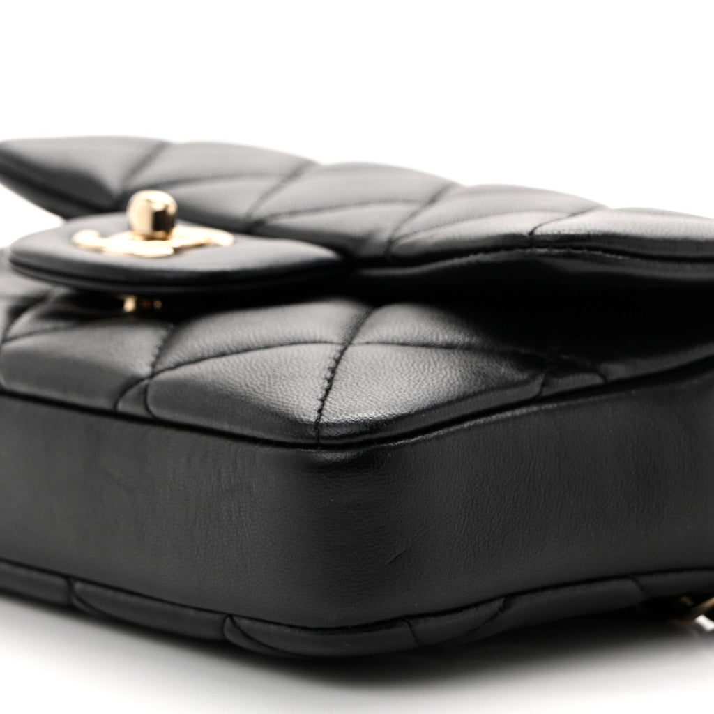 Lambskin Quilted Mini My Precious Waist Bag Black