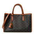 Triomphe Canvas Calfskin Mini Horizontal Cabas Tan
